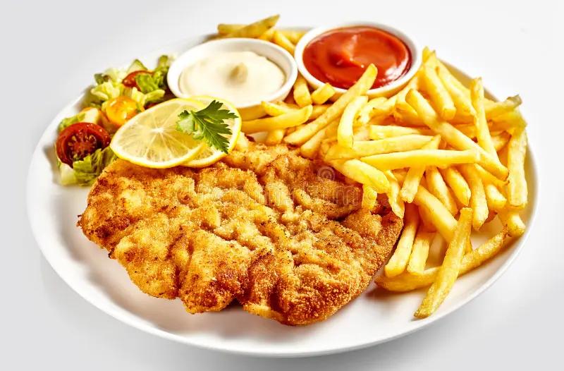 Cotoletta con patate e contorno